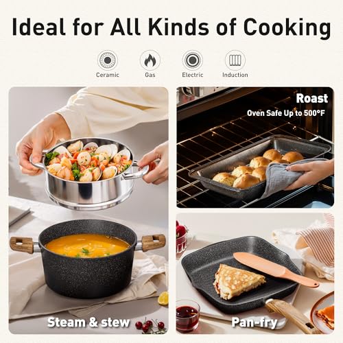 30 Pcs Pots and Pans Set Non Stick (Black / 30 PCS Cookware Set)