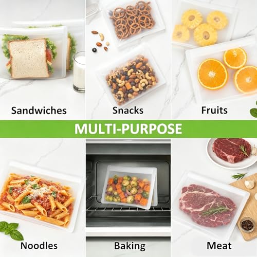 Reusable Sandwich Bags & Snack Bags Set (Translucent | S+XS | 8 Pack Flat)