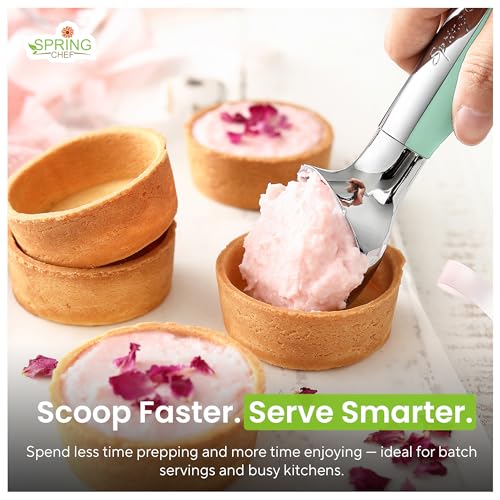 Heavy Duty Metal Ice Cream Scoop with Soft Grip Handle (Mint)