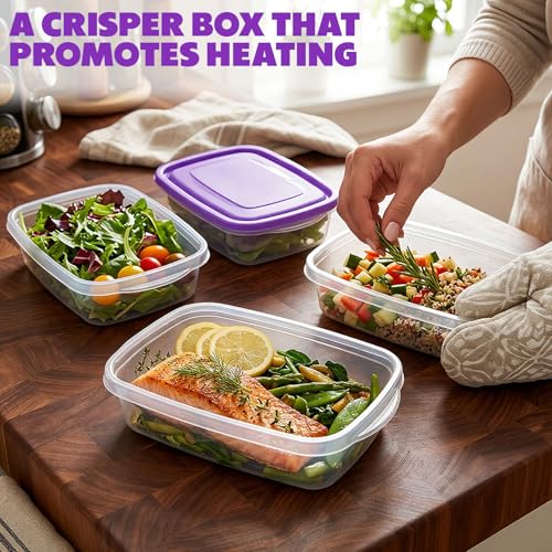 18 Pcs 33 oz Plastic Food Storage Containers with Lids (Purple)