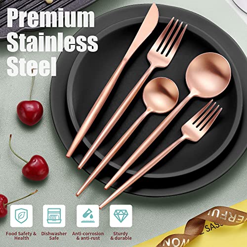 Matte Rose Gold Silverware Set for 6 (Rose Gold / 30 Pieces Set)