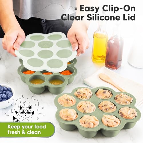 Silicone Food Freezer Trays with Lid (Sage)