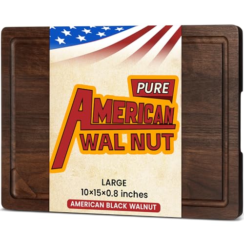Walnut Wood Cutting Board for Kitchen (15"L x 10"W)