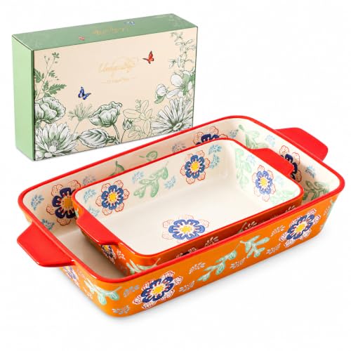 Ceramic Baking Dish Set (Warm Designed Orange)