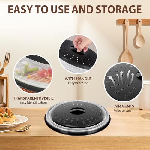 12 Inchs Microwave Splatter Cover & Silicone Mat (black)