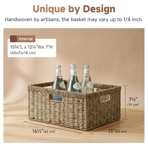 Extra Large Wicker Basket (Natural (Seagrass) / 16½"L x 13"W x 7½"H)
