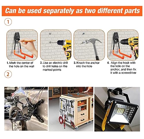 Heavy Duty Magnetic Garage Hook (Medium L/4pack13-65lbs)