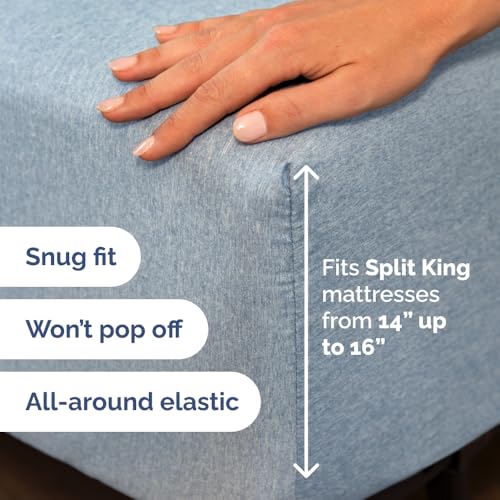 Flex Top Split Head King 4 Piece Sheet Set (39 - Heathered Blue / Split Head/Flex Top)