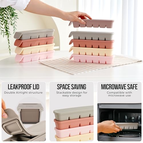Silicone Ice Cube Freezer Tray with Lid (4 Count)