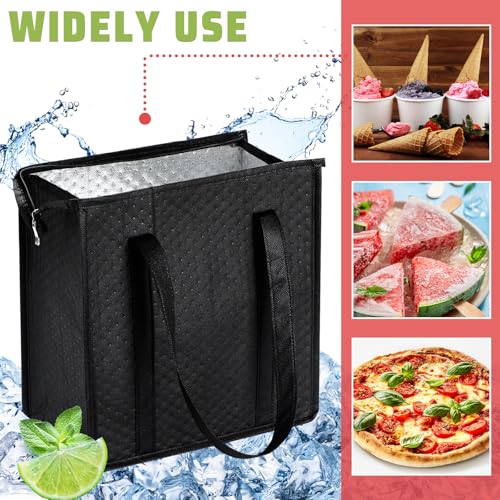 4 Pcs Insulated Grocery Bags Reusable (Black)