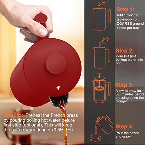 French Press Coffee Maker (Red / 34 oz)