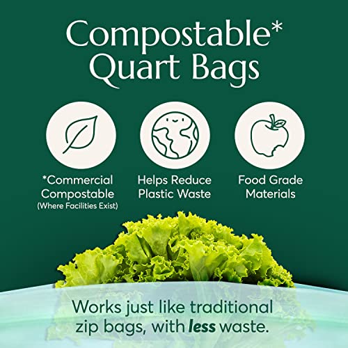 Compostable* Quart Size Food Storage Bags (25 Count)