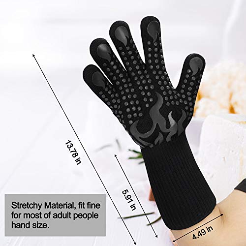 BBQ Gloves 1472 Degree F Heat Resistant Grilling Gloves Silicone Non (long / Black)