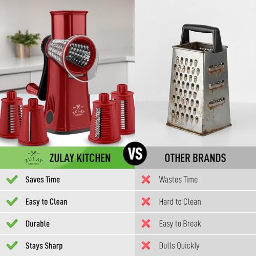 Rotary Cheese Grater Manual Hand Crank 5 Blade Shredder