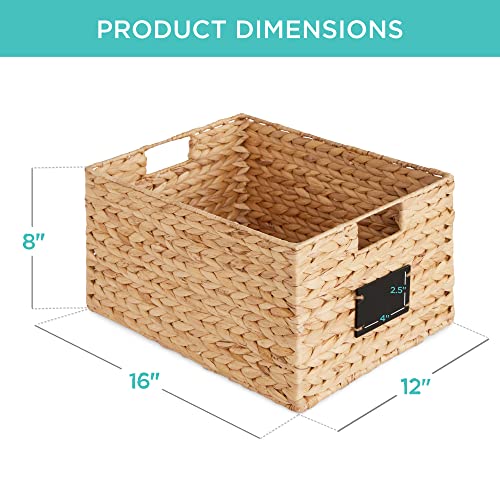 Pantry Baskets Set of 2 16x12in Water Hyacinth Storage Baskets (12x16x8in / Natural)