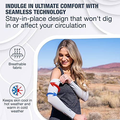 Cooling Arm Sleeves for Men & Women (5 Pairs: 1 Pair White + 1 Pair Black + 1 Pair Gray + 1 Pair Dark Blue + 1 Pair Pink / One Size)