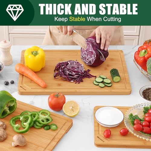 Organic Bamboo Cutting Boards Set for Kitchen Set of 3 (Natural / Set of 3)