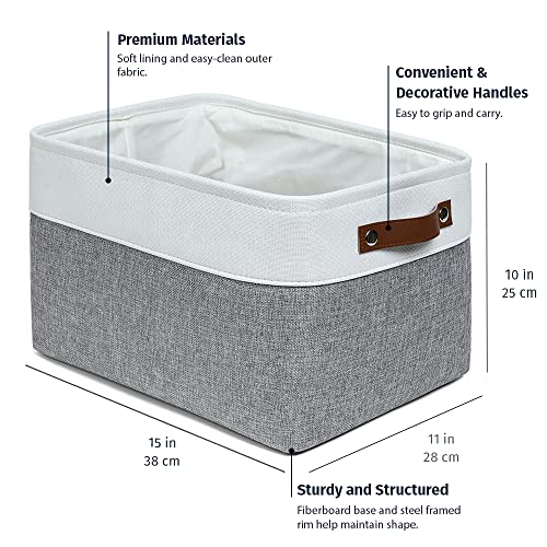 15x11in Canvas Storage Baskets 3 Pack (Gray / Off-White / Large - 3pc)