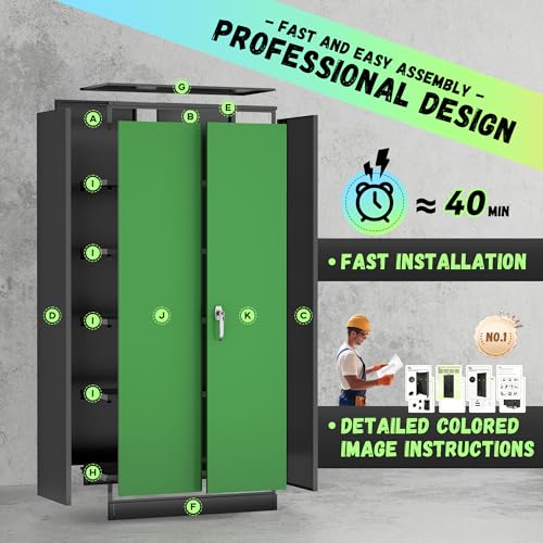 Metal Storage Cabinet (Black Green / 72")