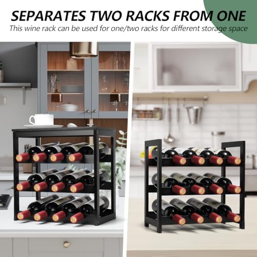 Wine Rack 24 Botttle Freestanding Floor (6 Tier Black)
