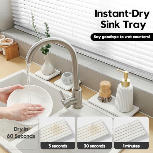 3 Pack Water Absorbent Diatomite Coasters (3 Pack - White - 1pc of 8"x 3.8" and 2pcs of 3.8"x 3.8")