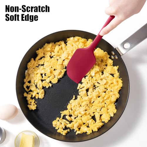 600°F Heat Resistant Silicone Large Spatula (11.4in (Flat Spatula) / Red)