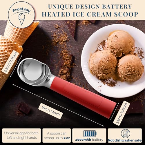 Heated Ice Cream Scoop Rechargeable (Red / 2 oz)