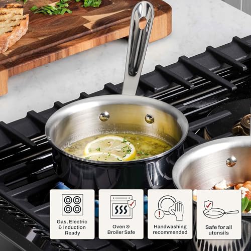 D3 Stainless Steel 1 Qt Saucepan with Lid (1.1 Quarts)