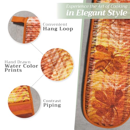 Double Oven Mitts 100% Cotton Double Oven Glove (061 - Thanksgiving Tartan / 7" x 35" (Double Oven Mitt))