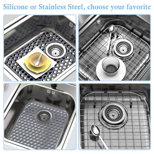 2 Pack Silicone Sink Protector Mat for Kitchen Sink Rear Drian Gray (Gray)