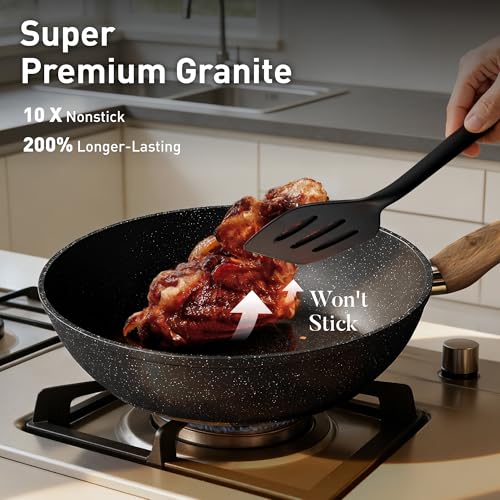 Non Stick Pots and Pans Set (Black / 12 Pcs Cookware Set)