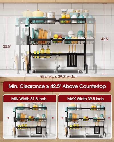 Over The Sink Dish Drying Rack (Black / Ultra - 6 Baskets)