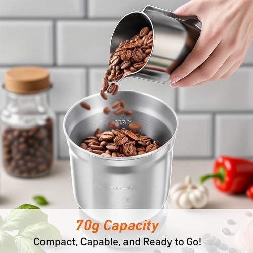 Electric Coffee and Spice Grinder (Stainless / 2 removable bowl)