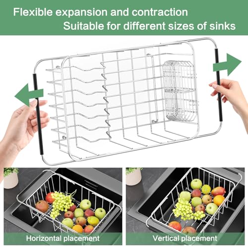 Small Dish Drainer Rack in Sink Adjustable