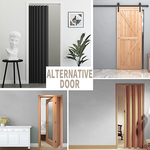 Closet Door Curtain Room Divider Drapes (Black / 39"W x 78"L (Pack of 1))