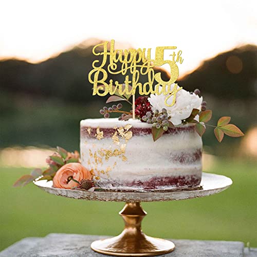 1 PCS Happy 5th Birthday Cake Topper (Gold / 5th)