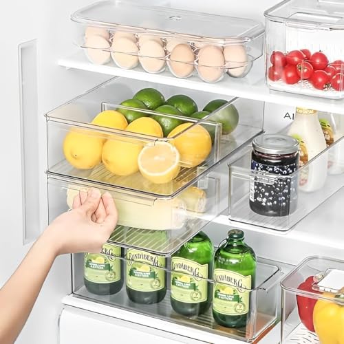 Plastic Pantry Organization and Storage Bins with Removable Dividers (2pack L)