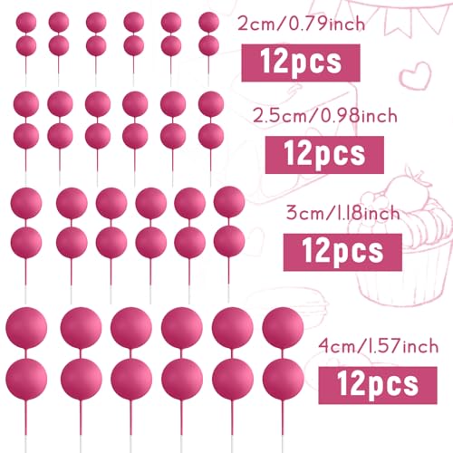 48 Pcs Cake Topper Decorations (B07-hot Pink)