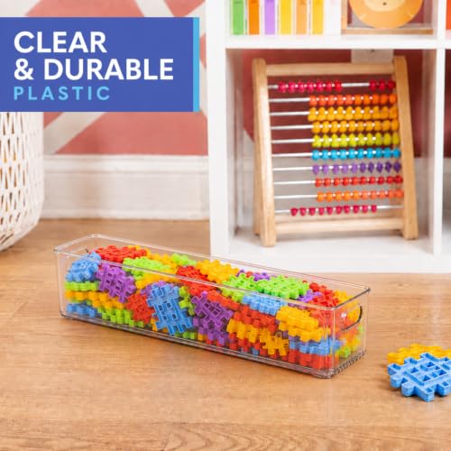 Plastic Food Storage 2 Pack Clear Container Bin with Handles for Organizing Kitchen (20x4x5)