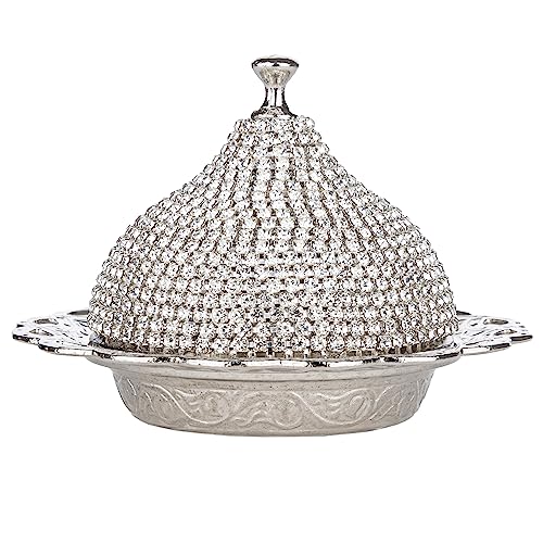Lale Crystal Turkish Coffee Set with Tray (Silver)