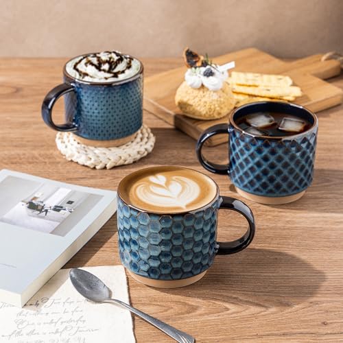 12 OZ Stackable Coffee Mugs Set of 4 (Deep Sea / 12 Ounces)