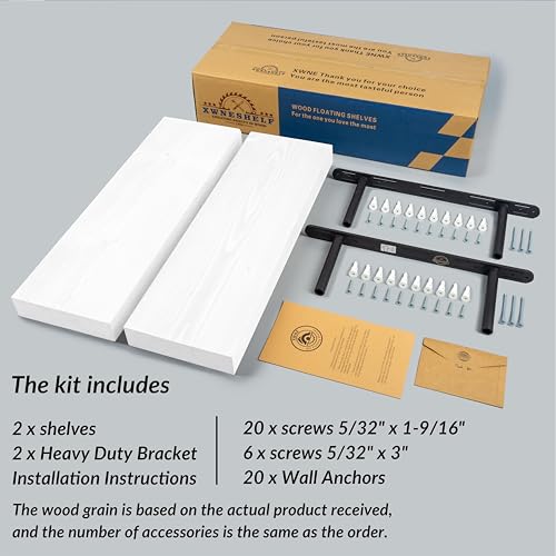 Floating Shelves 2 inch Thick for Wall Set of 2 (White / 24'' x 8''x 2''(set of 2）)