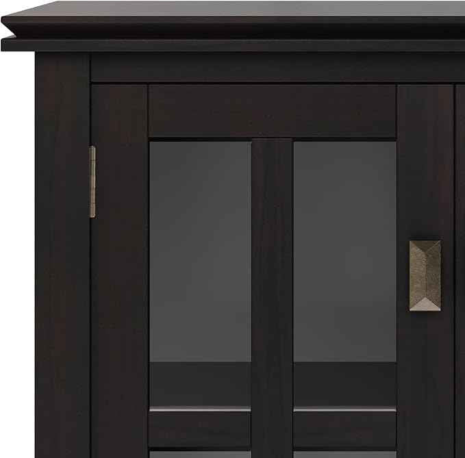 SIMPLIHOME Artisan SOLID WOOD 30 Inch Wide Contemporary Low Storage Cabinet in Hickory Brown, For the Living Room, Entryway and Family Room