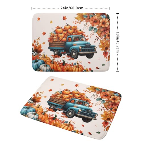 Fall Drying Mats for Kitchen Counter 18×24 Inch Autumn Truck Large Absorbent Microfiber Drying Pad Home Season Accessories (Fall Truck 605 / 24" x 18")