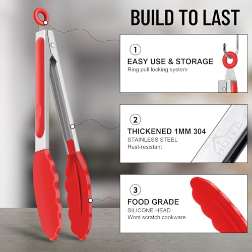Silicone Kitchen Tongs for Cooking (Red,Blue,Green)