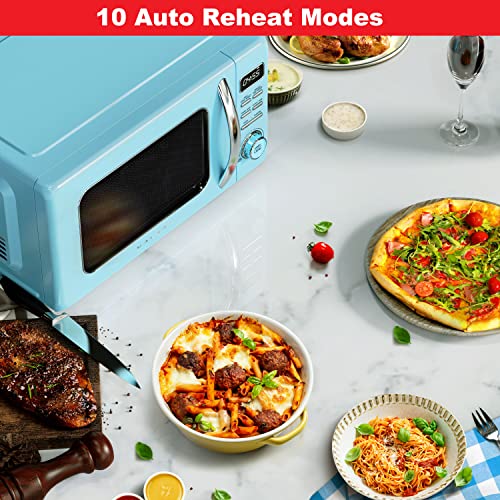 GLCMKZ07BER07 Retro Countertop Microwave Oven with Auto Cook & Reheat (Blue / .7 cu ft / Modern)