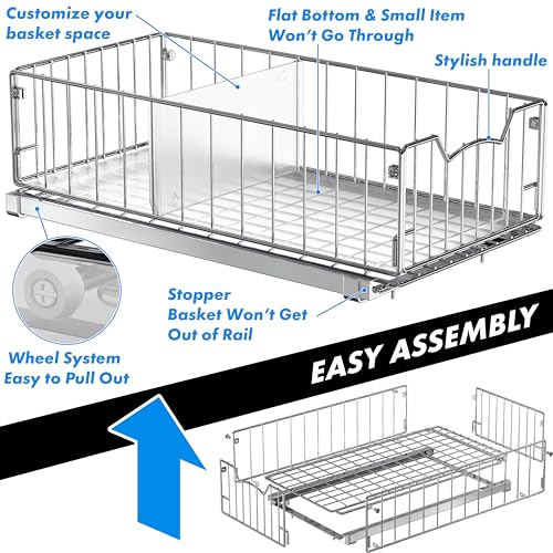 Pull Out Cabinet Sliding Basket (Chrome)