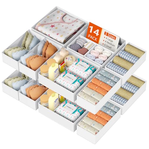Drawer Organizer Clothes (White / 14 Pack)
