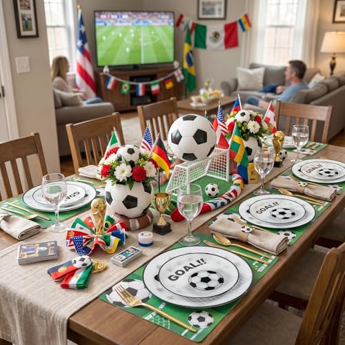 20 White Plastic Soccer Plates (20 Pieces / White)