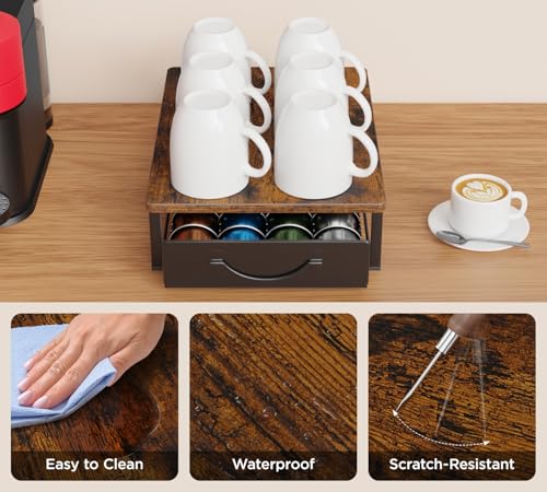 Coffee Pod Holder Drawer Compatible with Nespresso (Wood)